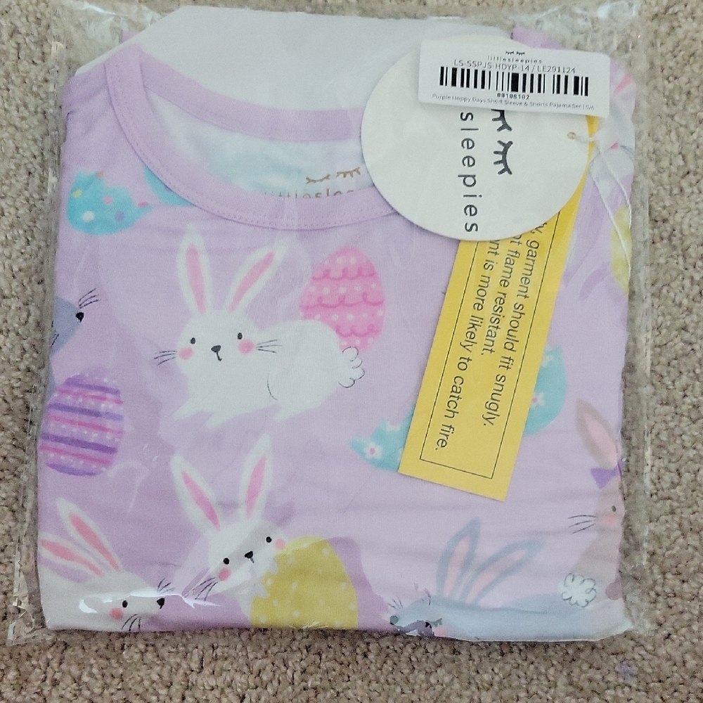 Little Sleepies Purple and White Pajama Set Whimsical Design